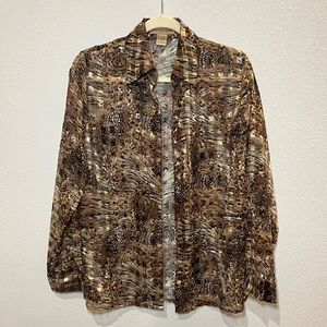 Women’s Vintage Oversized Leopard Sheer Top Size S